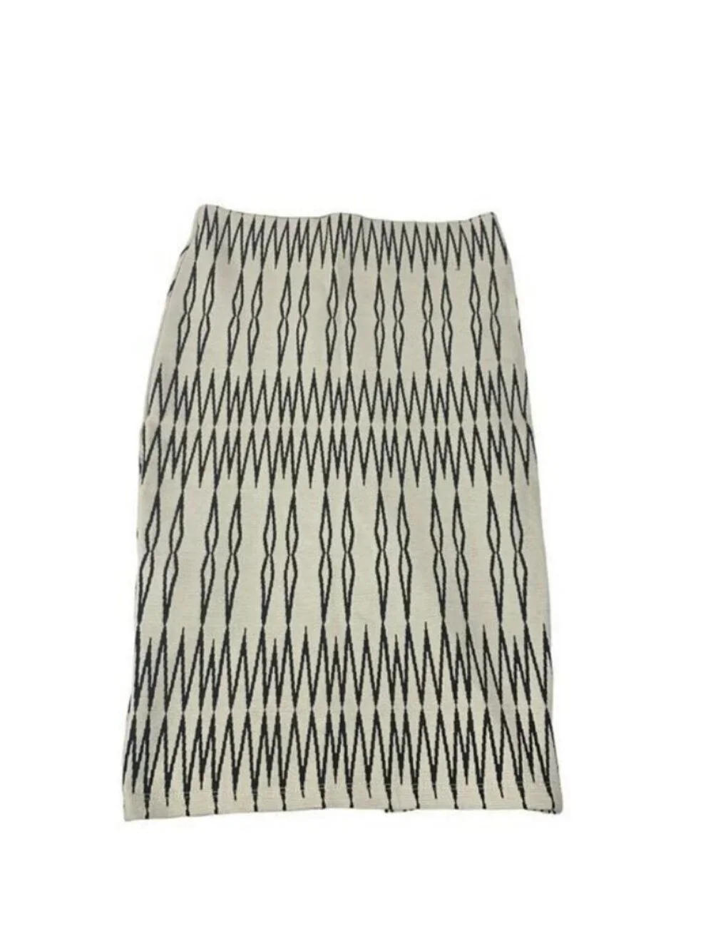 Zara Trafaluc Womens Knit Midi Skirt Size S Black & White Zigzag Pattern Stretch